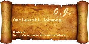 Oszlanszki Johanna névjegykártya